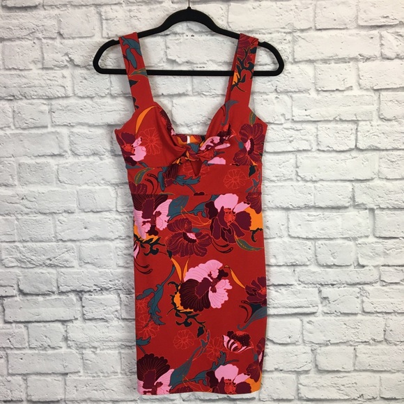 LAST CALL!! NWOT Free People Red Floral Tie Front Dress - Picture 2 of 10